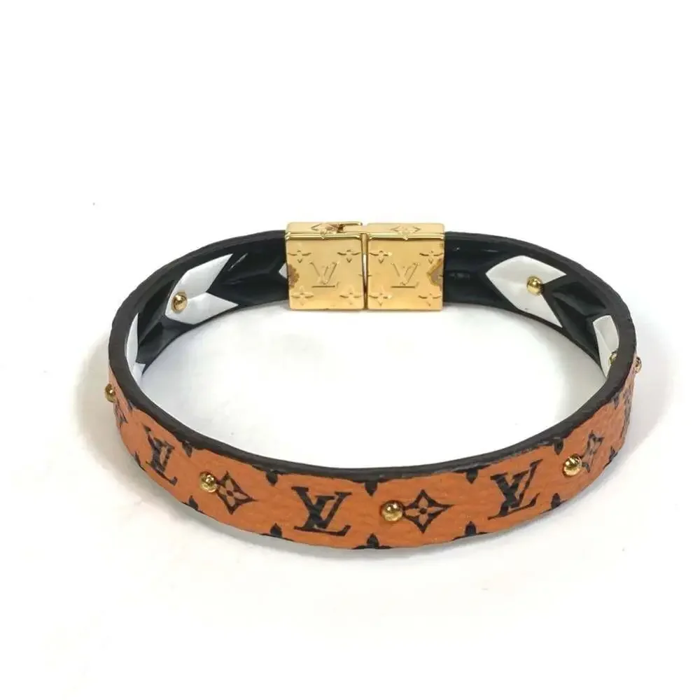 LOUIS VUITTON Black Monogram Canvas Charm Bracelet